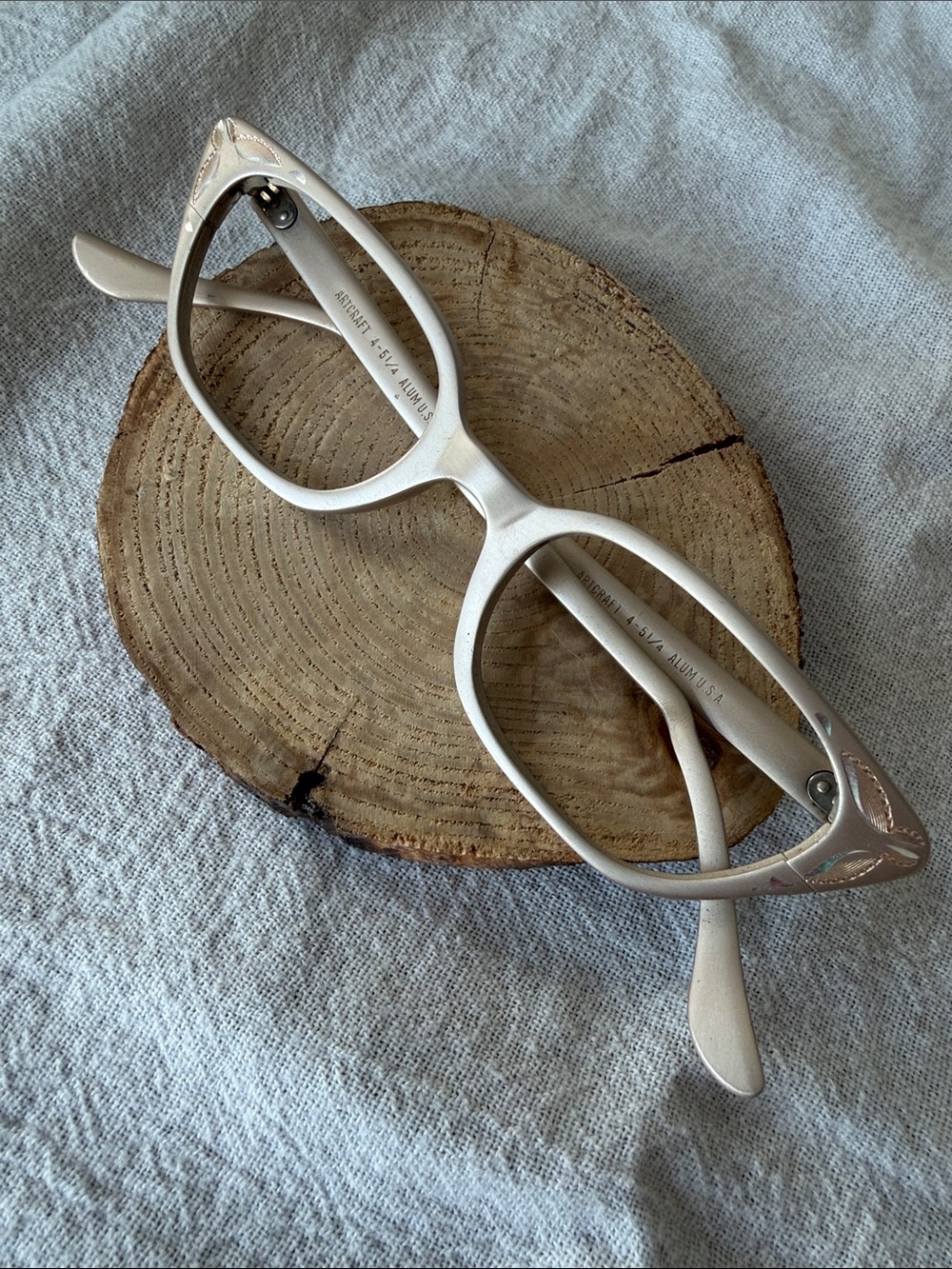 Vintage Cat-Eye Eyeglass Frames in Matte Aluminum